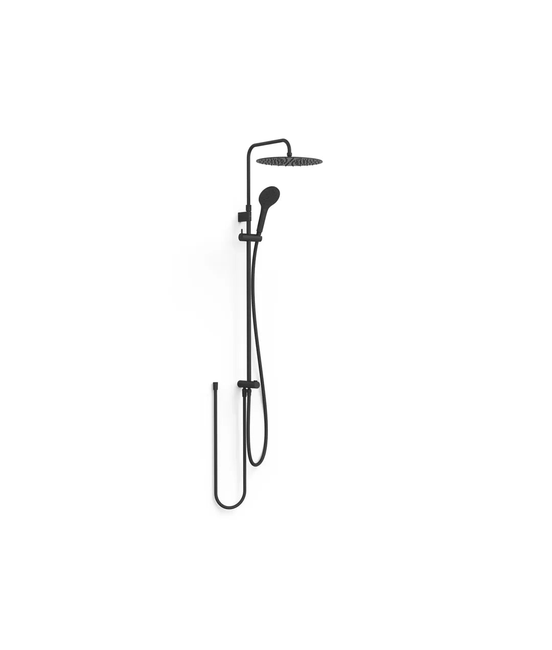 Columna de ducha con rociador circular para grifería universal con acabado negro mate Over Wall Tres 0
