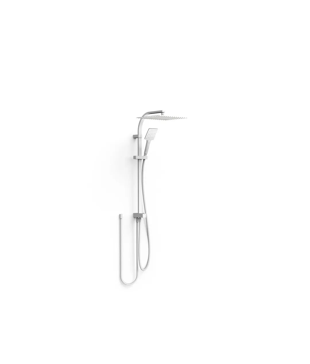 Columna de ducha con rociador cuadrado para grifos universales con acabado blanco mate Over Wall Tres 0