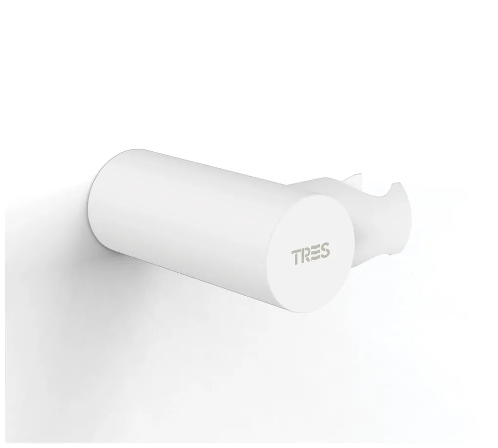 Columna de ducha con rociador orientable fabricado en latón acabado blanco TRES 0