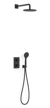 Columna de ducha con rociador teleducha y grifo termostático empotrado de dos vías negro mate Therm-box TRES