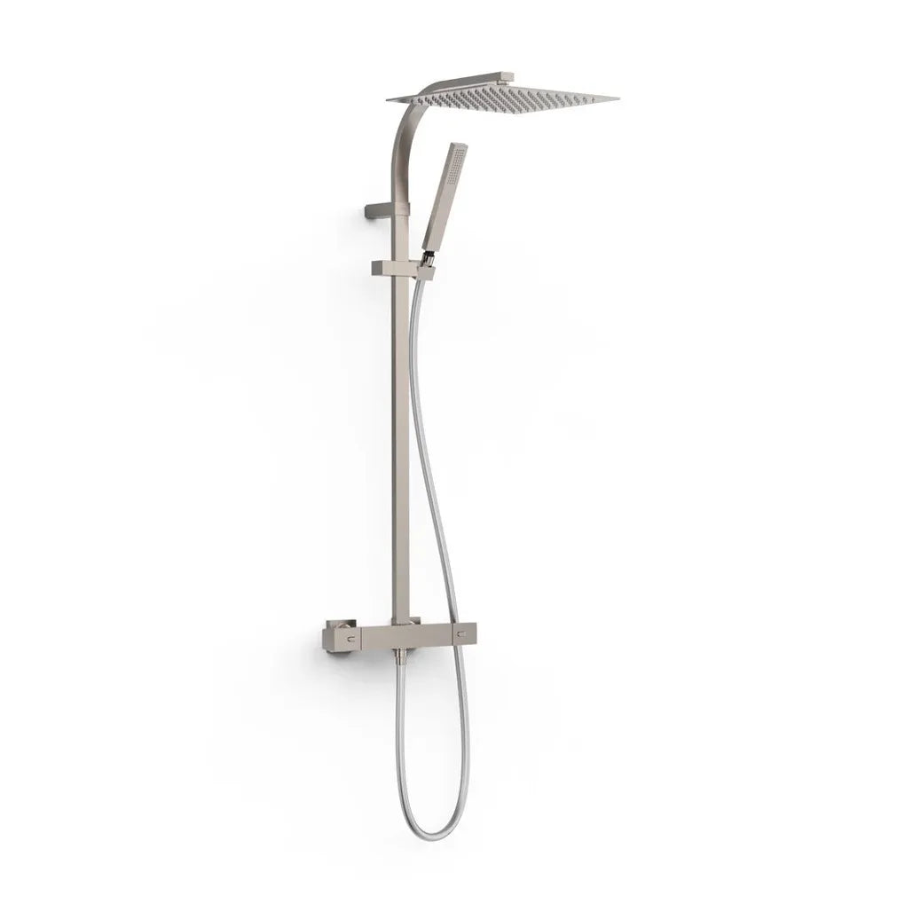 Columna de ducha con teleducha cuadrada y grifo termostático acabado acero BASE PLUS TRES 0