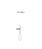 Columna de ducha con teleducha y grifo termostático con volante rectangular acabado acero B-SYSTEM TRES
