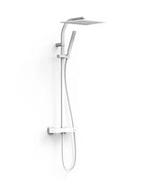 Columna de ducha con teleducha y grifo termostático, cuadrada, acabado blanco mate BASE PLUS TRES