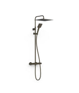 Columna de ducha cuadrada acabado negro metalizado con teleducha y grifo termostático STUDY EXCLUSIVE TRES