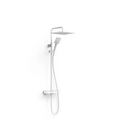 Columna de ducha cuadrada con teleducha y grifo termostático de acabado blanco mate STUDY EXCLUSIVE TRES