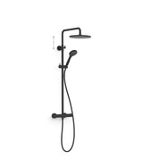 Columna de ducha de dos vías con teleducha y grifo termostático, acabado negro mate Base Plus TRES