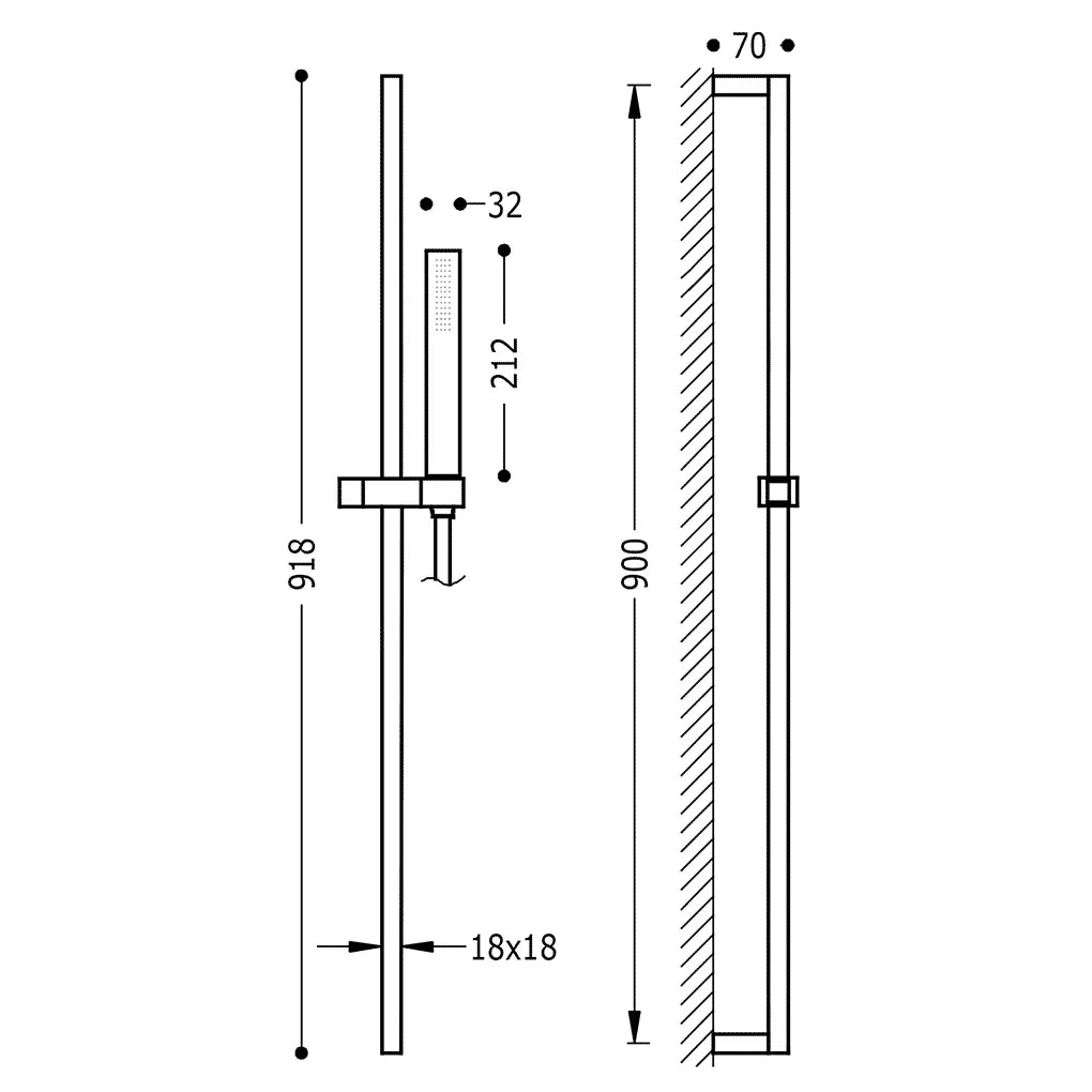 Columna de ducha de latón con acabado cromado Kit de ducha y barra deslizante vertical Cuadro-Slim TRES 1