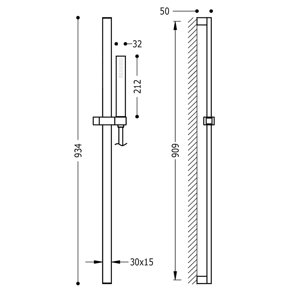 Columna de ducha de latón con acabado cromado Kit de ducha y barra deslizante vertical Project-Slim TRES 1