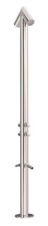 Columna de ducha doble apta para exteriores en acero inoxidable Colectividades Tres