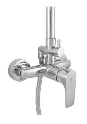 Columna de ducha extensible en latón con acabado cromado y grifería monomando Sinua Källa 1