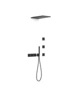 Columna de ducha kit de rociador con jets de hidromasaje y teleducha de múltiples funciones acabado negro mate B-SYSTEM TRES