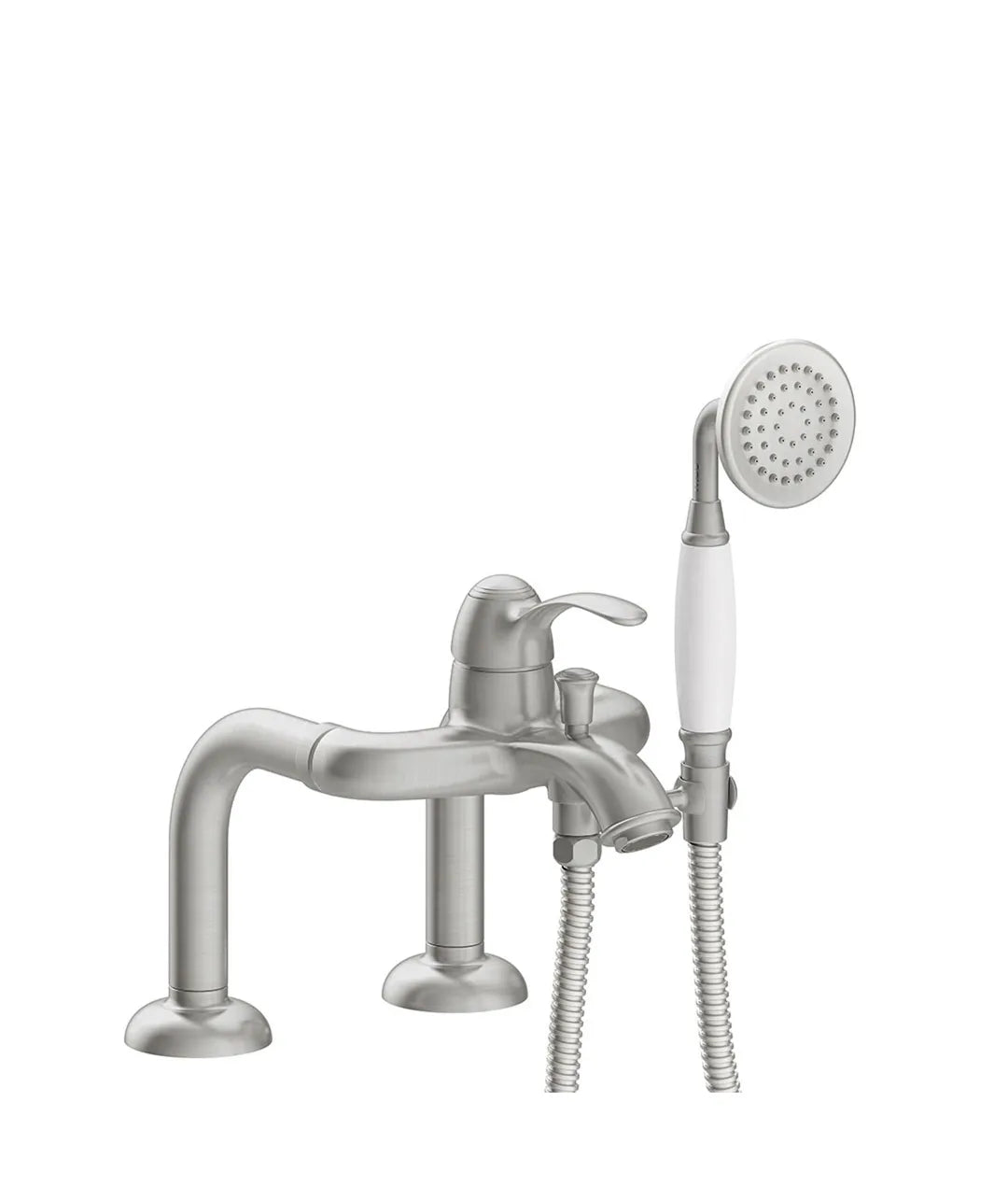Columna de ducha monomando para borde de bañera con ducha de mano soporte y flexo en acero Tres Clasic tres 0