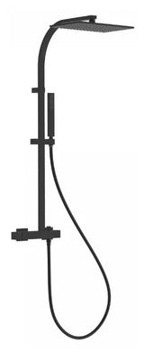 Columna de ducha rectangular con rociador en latón y acabado negro mate Slim TRES