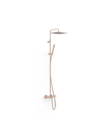 Columna de ducha termostática con latón y acabado oro rosa mate y volante cuadrado Over Wall Tres