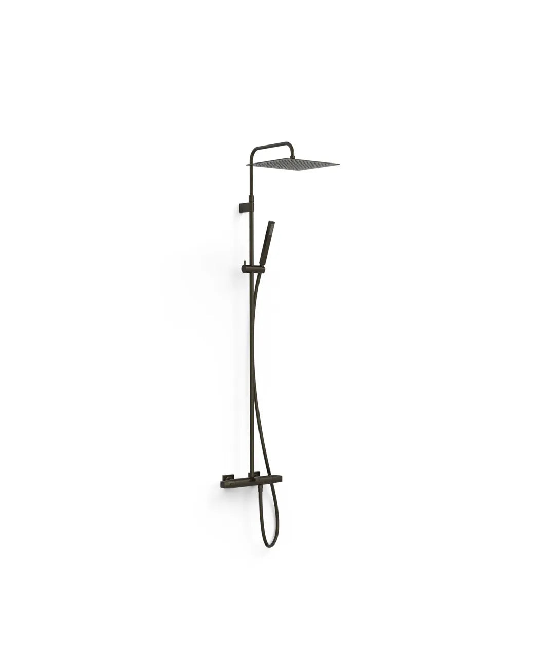 Columna de ducha termostática con múltiples vías, volante cuadrado y acabado negro bronce Over Wall Tres 0