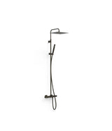 Columna de ducha termostática con múltiples vías, volante cuadrado y acabado negro bronce Over Wall Tres