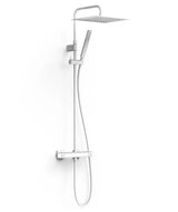 Columna de ducha termostática de dos vías con ducha telescópica y de mano acabado blanco mate Over-Wall Tres