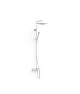 Columna de ducha termostática de tres vías con volante cuadrado redondo y acabado blanco mate Over Wall Tres