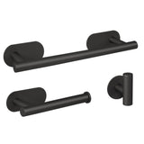 Valaz Ensemble d'accessoires de salle de bain adhésifs noir mat – Porte-serviettes 30 cm, porte-rouleau et crochet