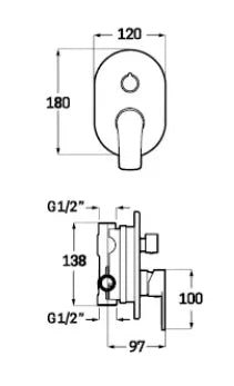 Conjunto de ducha a pared de latón con acabado cromado Sinua Källa 1
