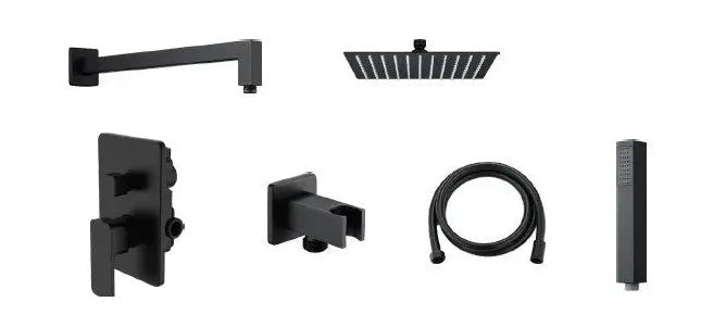 Conjunto de ducha a pared negro mate Skara de Källa 0