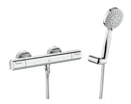 Conjunto de ducha termostático con acabado cromado brillante T-500 Roca 0