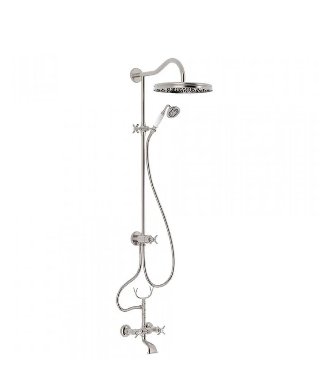 Conjunto de grifo para bañera y ducha de latón con acabado en acero estilo clásico Clasic TRES 0