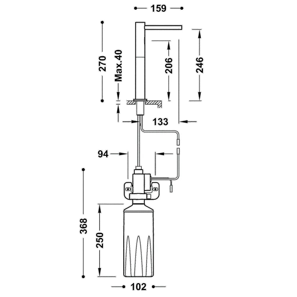 Dispensador de jabón con sensor infrarrojo y acabado cromado de tamaño compacto Tempo Basic TRES 1