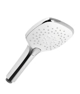 Ducha de mano con cabezal cuadrado acabado en blanco y cromado TRES