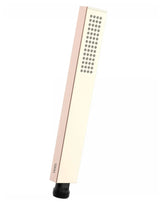 Ducha de mano móvil rectangular de latón con acabado oro rosa TRES