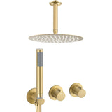 Douche encastrée au plafond mitigeur monocommande doré mat ouverture en eau froide Selva de Valaz