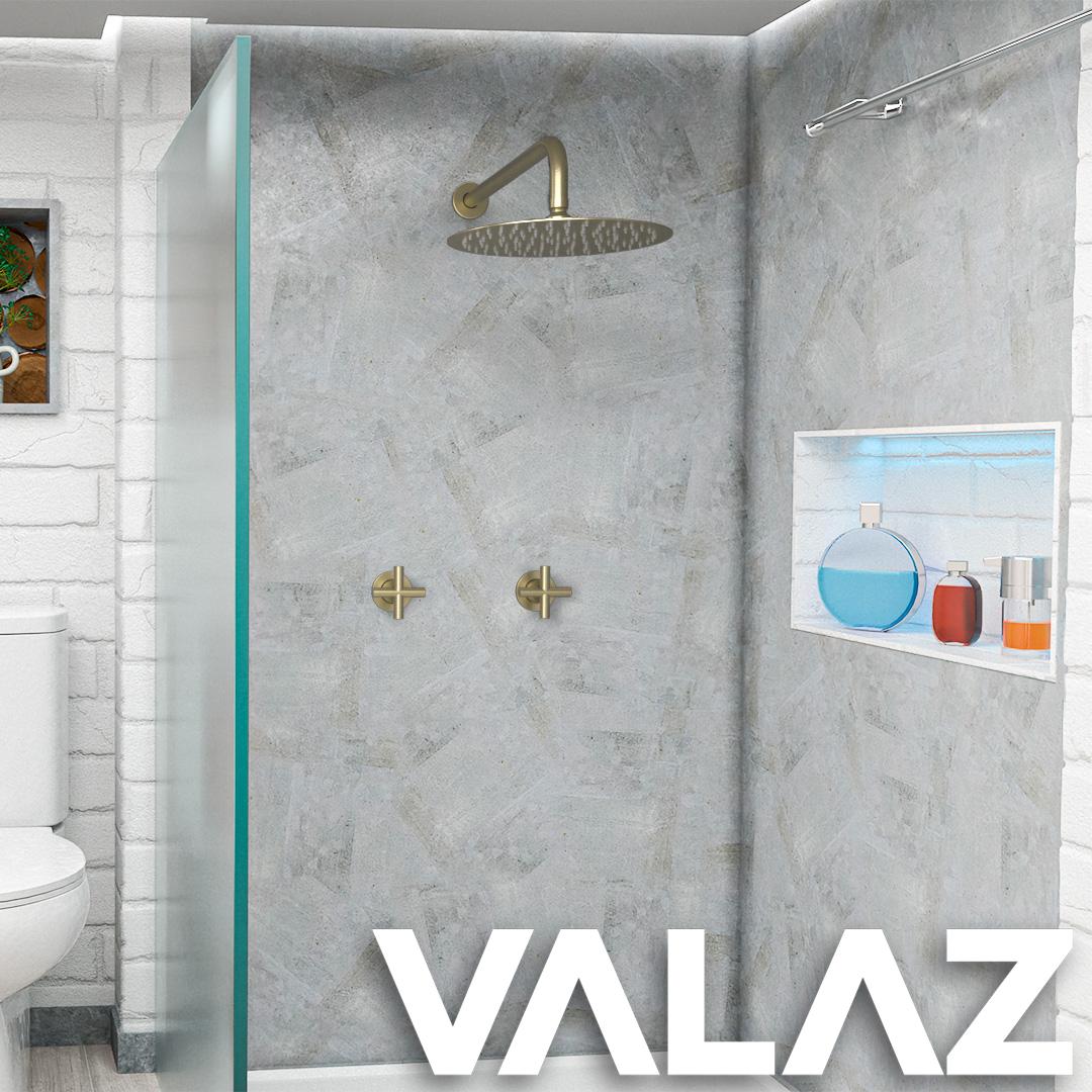 Ducha empotrada bimando redonda 1 salida oro mate con protección PVD Nalón de Valaz 2