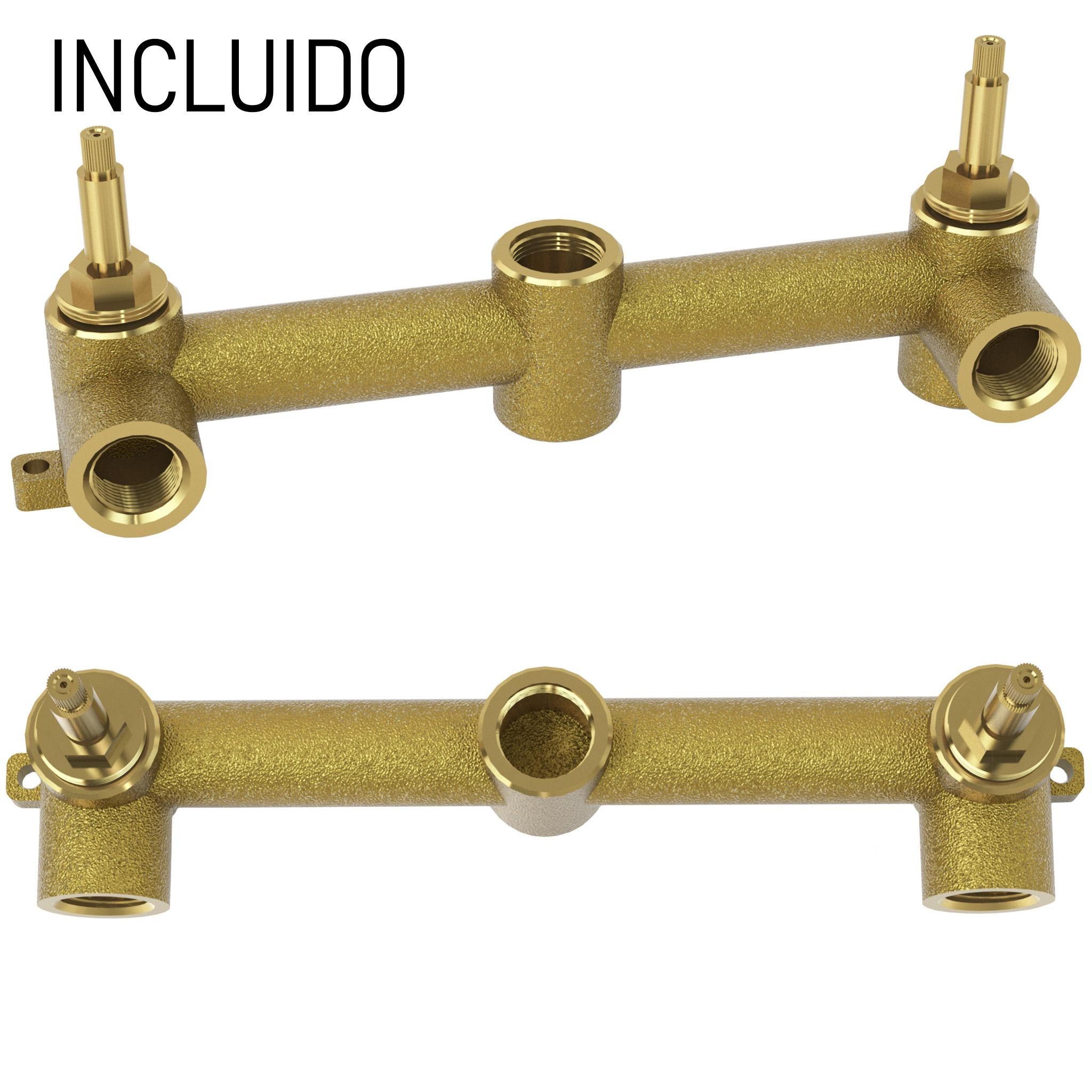 Ducha empotrada bimando redonda 1 salida oro mate con protección PVD Nalón de Valaz 3