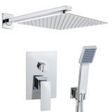 douche encastrée carrée chromée avec jet pluie et pomme de douche à main et mitigeur monobloc à deux voies 30 cm Limia de Valaz