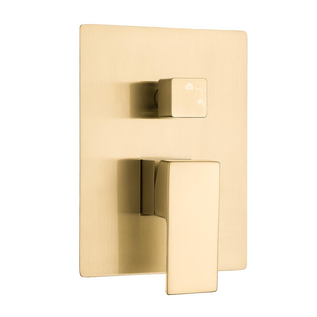 Ducha empotrada de hidromasaje con 6 jets para pared, diseño cuadrado en dorado cepillado Tajo de Valaz 7