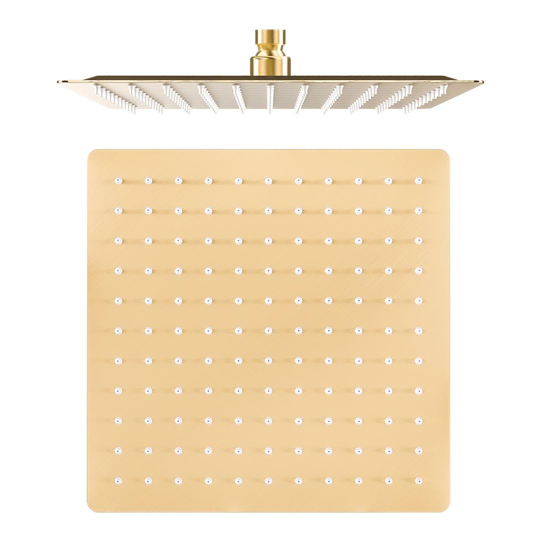 Ducha empotrada en techo cuadrada con monomando, acabado oro mate y protección PVD Miño de Valaz 3