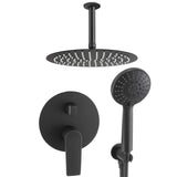 Round ceiling mounted shower with matte black single handle Vaca by Valaz
