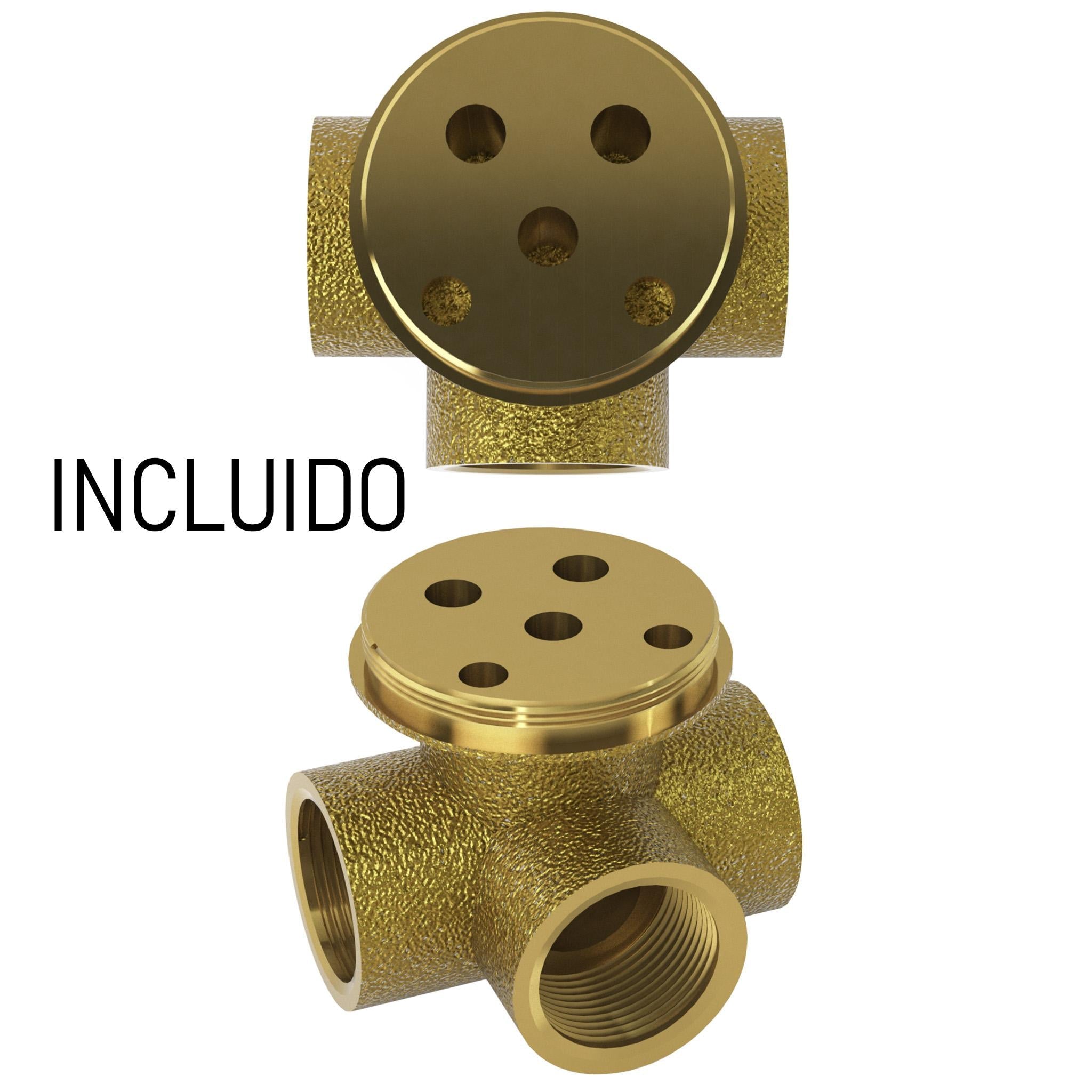 Ducha empotrada monomando 1 vía redonda a pared oro mate con protección PVD 20 cm Guadiana de Valaz 3
