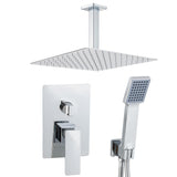 recessed shower single handle two way ceiling spray square chrome showerhead 20x20 Limia by Valaz
