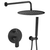 built in shower single handle two way with rain shower and handheld shower head matte black 20 cm Tuejar by Valaz