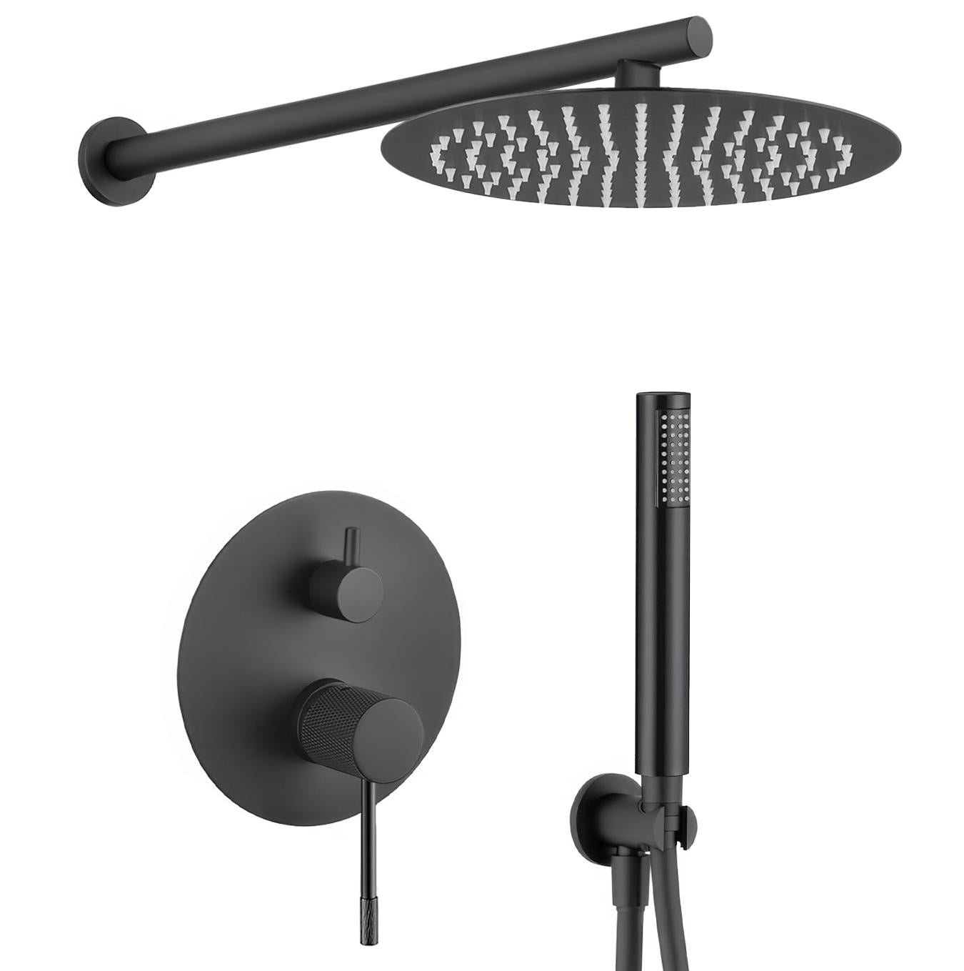 Ducha empotrada monomando 25 cm negro mate dos funciones rociador lluvia y alcachofa Torina de Valaz 0