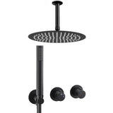 Recessed shower single handle ceiling mounted cold water inlet matte black color Selva by Valaz