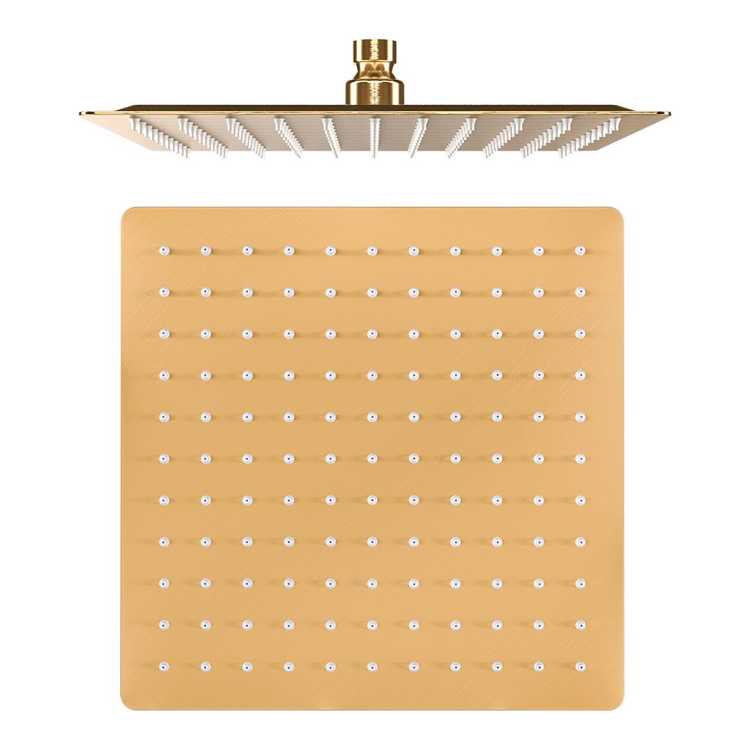 Ducha empotrada monomando cuadrada a pared oro mate protección PVD 20 cm Miño de Valaz 4