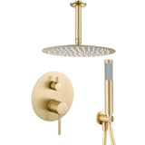 recessed ceiling mounted round matte gold single handle shower with PVD protection 25cm Cenia by Valaz