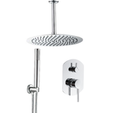 Shower recessed oval single lever and chrome round ceiling shower head 20 cm Duero by Valaz