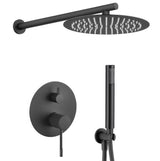 Ducha empotrada monomando pared redonda acabado maneta luxury negro mate 20 cm Torina de Valaz