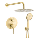 Recessed single lever round wall mounted brushed gold with a wide lever 25cm Cabriel by Valaz