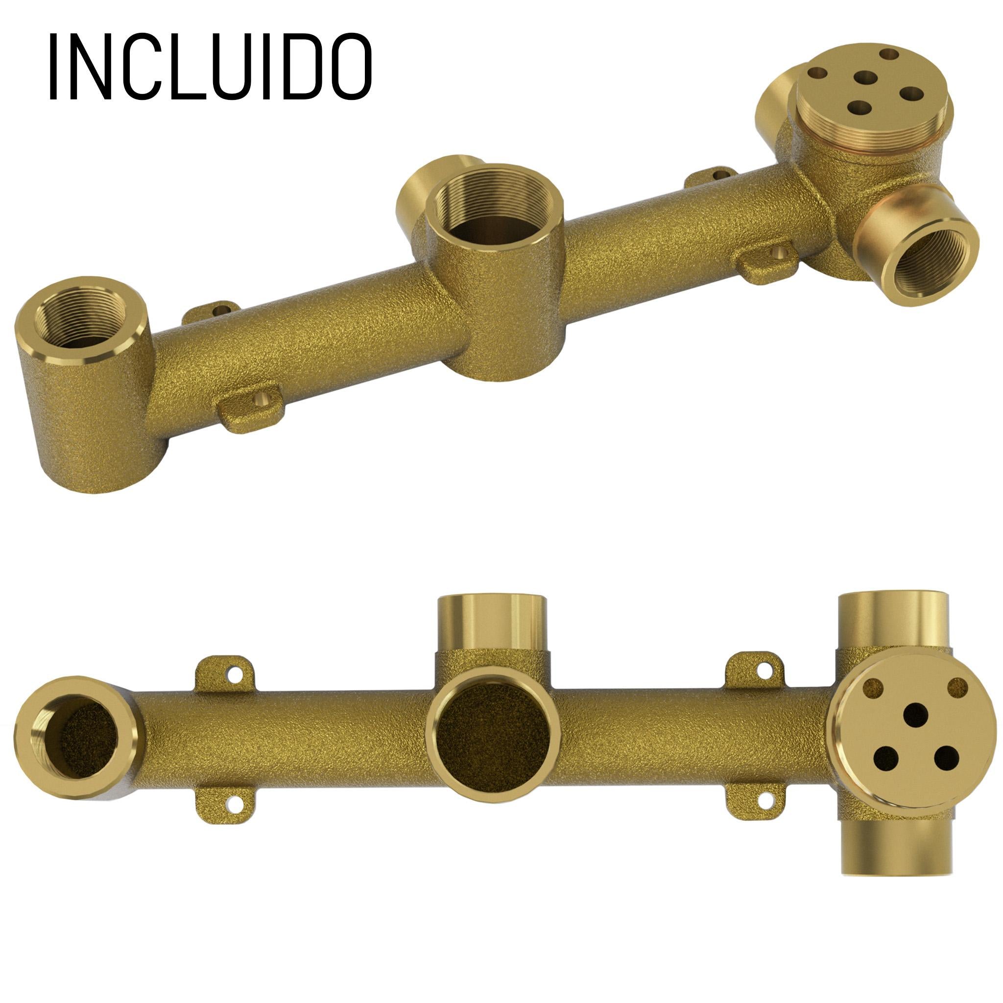 Ducha empotrada monomando redonda a techo oro mate de Guadiana de Valaz 3