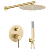 Douche encastrée mitigeur monocommande ronde finition dorée mate protection PVD à 30 cm du mur Torina de Valaz