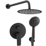 Round recessed single-handle matte black shower with rain shower and handheld Vaca by Valaz